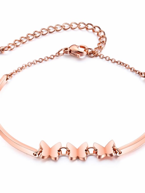 990 - [Rose Gold] Stainless Steel With Rose Gold Plated Lady Butterfly Bracelets
